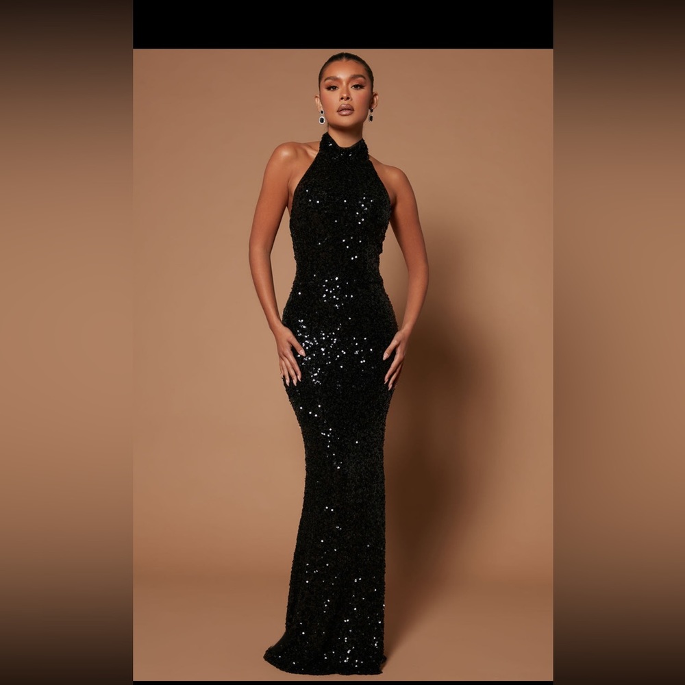 Sequin Black Gown XS